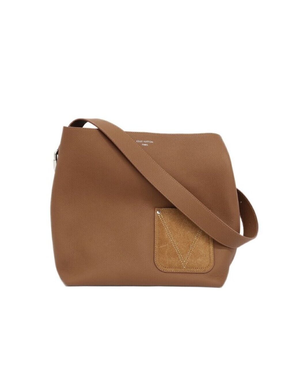 Louis Vuitton Verso Tote Shoulder Bag Tan Brown Silver Leather